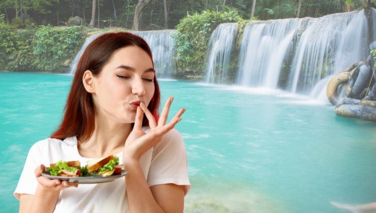 mangiare all'interno di una cascata si può