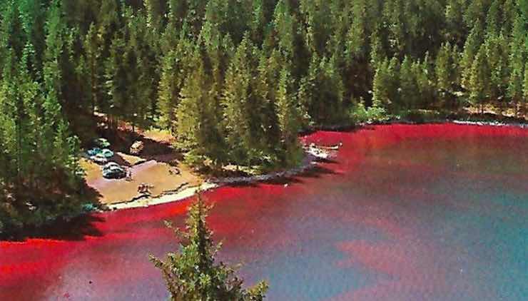 Lago di Tovel con acque rosse