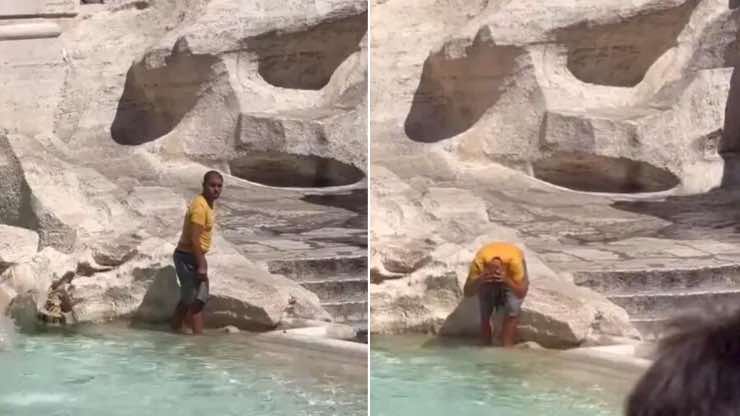 Uomo nella Fontana di Trevi